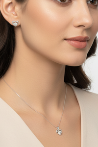Load image into Gallery viewer, 925 Sterling Silver Heart Butterfly CZ Pendant and Earrings Set
