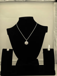 Load image into Gallery viewer, 925 Sterling Silver Sunburst CZ Pendant and Earrings Set
