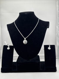 Load image into Gallery viewer, 925 Sterling Silver Spiral CZ Necklace and Drop Earrings Set
