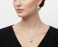 Load image into Gallery viewer, 925 Sterling Silver Spiral CZ Necklace and Drop Earrings Set
