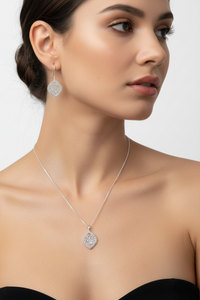 Load image into Gallery viewer, 925 Sterling Silver Red Stone CZ Necklace and Stud Earrings Set
