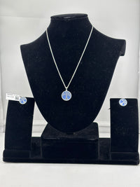Load image into Gallery viewer, 925 Sterling Silver Blue Tree of Life Necklace and Stud Earrings Set
