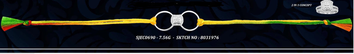 Silver Trishul Rakhi Ring 2 in 1