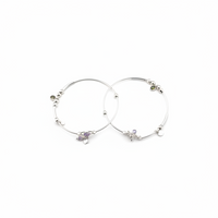 Load image into Gallery viewer, Adjustable Charm Anklet Pair – 925 Sterling Silver Wire Anklet with Stone Charms-27g
