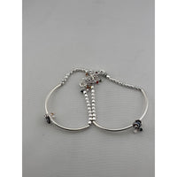 Load image into Gallery viewer, Adjustable Kada Anklet Pair with Stone Charms – 925 Sterling Silver Beaded Anklet – 57g
