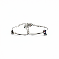 Load image into Gallery viewer, Adjustable Kada Anklet Pair with Stone Charms – 925 Sterling Silver Beaded Anklet-57g

