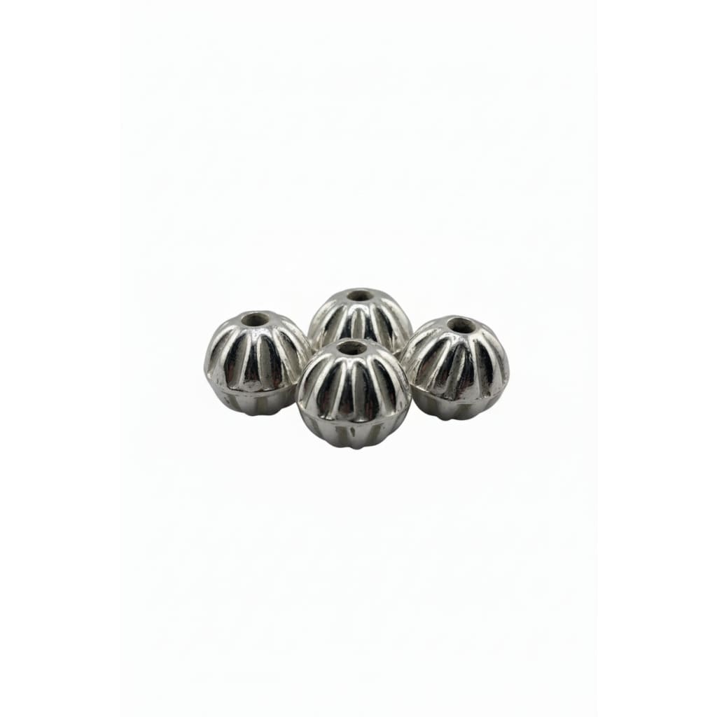 Ahoi Ashtmi daaney Silver Fluted Spacer Beads Set of 4