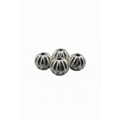 Ahoi Ashtmi daaney Silver Fluted Spacer Beads Set of 4