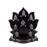 Load image into Gallery viewer, Asht Laxmi with wooden base silver idol

