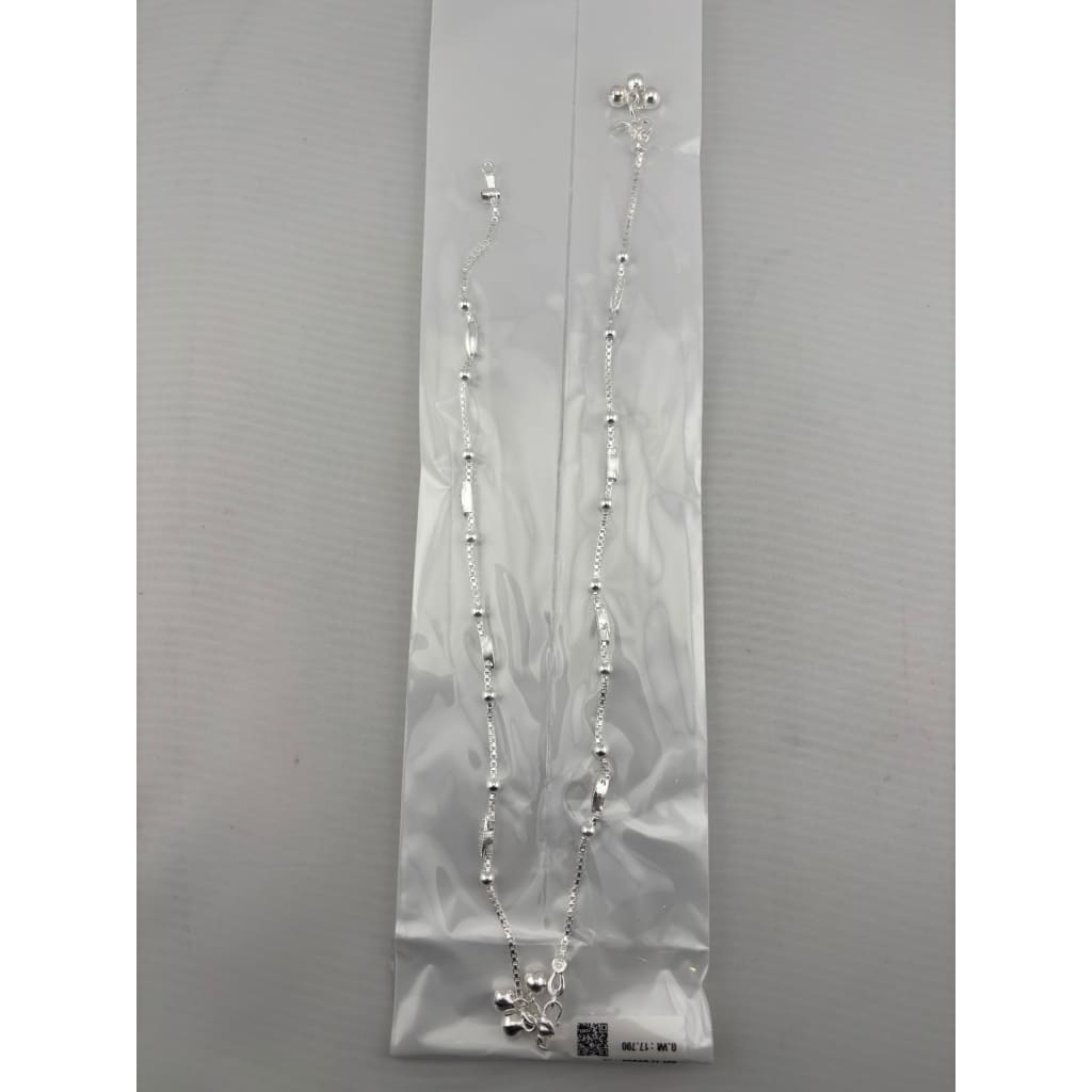 Bar Link Classic Silver Anklet – 99.9% Pure Adjustable