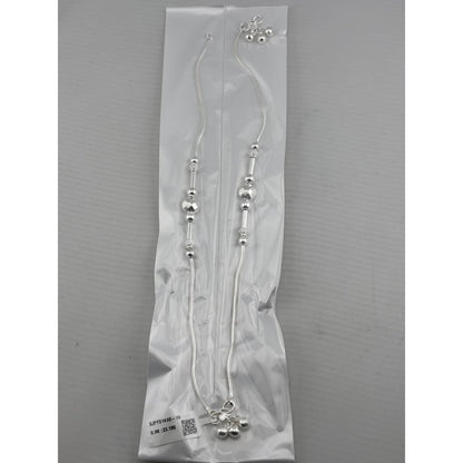 Beaded Bar Center Anklet – 925 Sterling Silver Adjustable