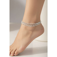 Load image into Gallery viewer, Beaded Double Chain Anklet – 925 Sterling Silver – Adjustable – 50g
