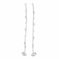 Load image into Gallery viewer, Beaded Line Silver Anklet – 925 Sterling Silver – Minimal Ghungroo Style – Adjustable-30g
