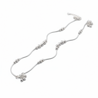 Load image into Gallery viewer, Beaded Snake Chain Silver Anklet – 925 – Adjustable – Weight:26g
