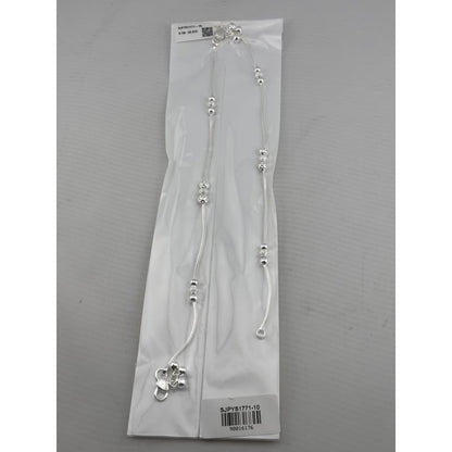 Beaded Snake Chain Silver Anklet – 99.9% Pure Adjustable