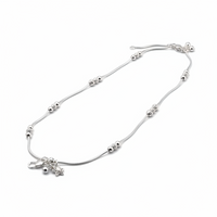 Load image into Gallery viewer, Beaded Snake Chain Silver Anklet – 99.9% Pure Silver – Adjustable – Weight:22g
