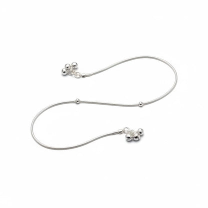 Bell Charm Minimal Silver Anklet – 99.9% Pure Weight:11g