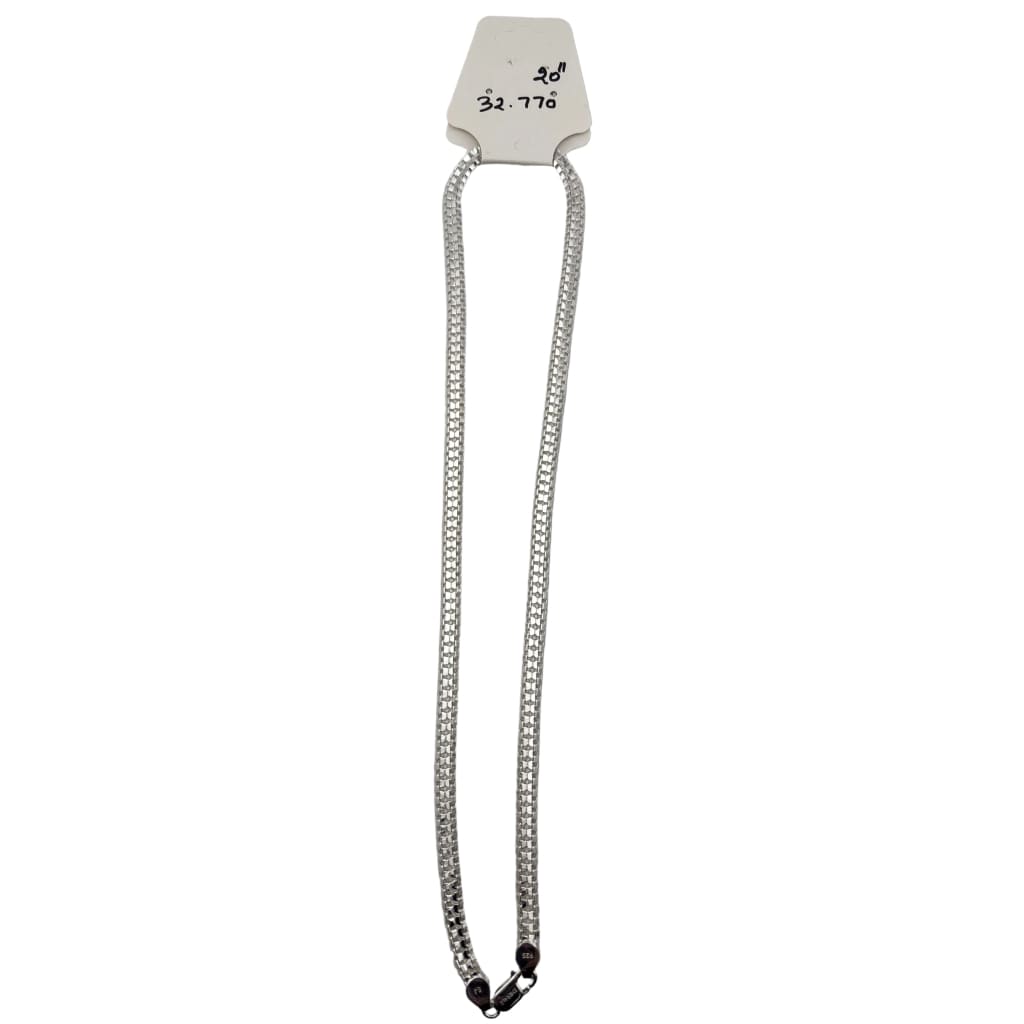 Bismark Flat Woven Double Row 925 Sterling Silver Chain