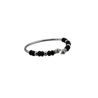 Load image into Gallery viewer, Black Bead Silver Kada Bracelet – nazariya for new born to 6 months
