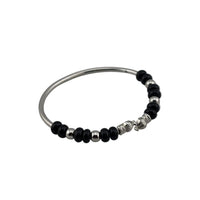 Load image into Gallery viewer, Black Bead Silver Kada Bracelet – nazariya for new born to 6 months
