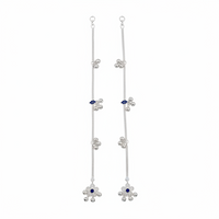 Load image into Gallery viewer, Blue Stone Silver Anklet – 925 Sterling Silver – Minimal Ghungroo &amp; Stone Accent – Adjustable- 21g
