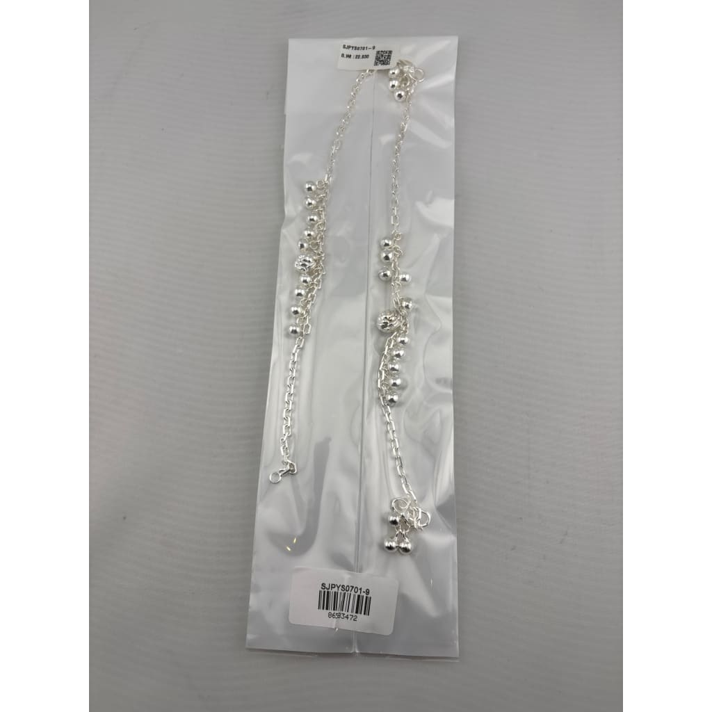 Cascade Bead Dangle Silver Anklet – 99.9% Pure Weight:22g