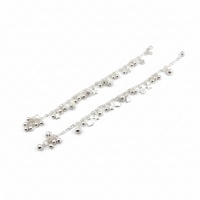 Load image into Gallery viewer, Cascade Bead Dangle Silver Anklet – 99.9% Pure Silver – Weight:22g
