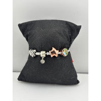 Load image into Gallery viewer, Charm Bead Silver Bracelet – 925 Sterling Silver Kada with Star, Floral &amp; Enamel Charms
