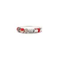 Load image into Gallery viewer, Christmas Charm Silver Bracelet – 925 Sterling Silver Kada with Santa, Train &amp; Holiday Beads
