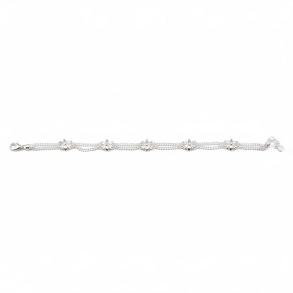 Classic Floral Charm Silver Anklet – 99.9% Pure Weight:33g