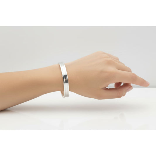 Classic Plain Silver Kada – 925 Sterling Bracelet Polished