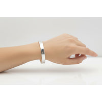 Load image into Gallery viewer, Plain Silver Kada – 925 Sterling Silver Bracelet Polished Minimal Band with Center Groove
