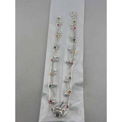 Color Pop Charm Silver Anklet – 99.9% Pure Adjustable