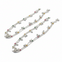 Load image into Gallery viewer, Color Pop Charm Silver Anklet – 99.9% Pure Silver – Adjustable – Multicolor Stones-43g

