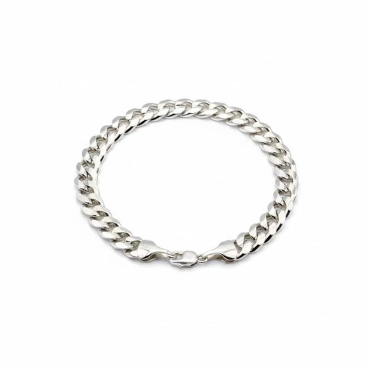 Curb Link Bracelet 925 Sterling Silver Flat Chain 16mm