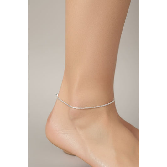 Diamond Cut Box Silver Anklet in 925 Sterling | Minimal