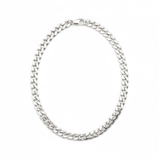 Diamond Cut Cuban Link Silver Anklet in 925 Sterling (9