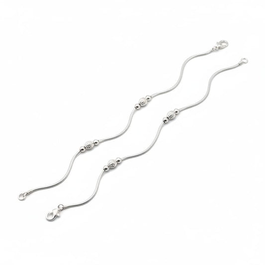 Dotted Bead Grace Silver Anklet – 99.9% Pure Weight:10g