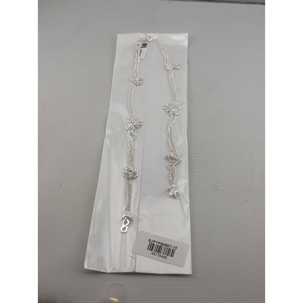 Double Chain Charm Silver Anklet – 99.9% Pure Weight:27g