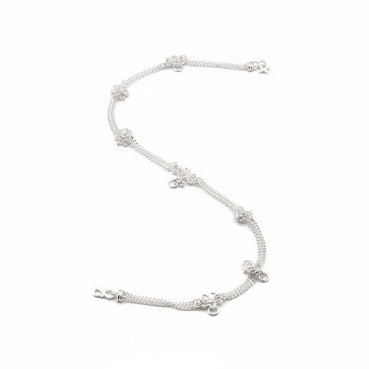 Double Chain Charm Silver Anklet – 99.9% Pure Weight:27g