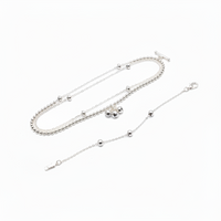 Load image into Gallery viewer, Double Layer Beaded Silver Anklet – 99.9% Pure Silver – Adjustable – Weight: 24 g
