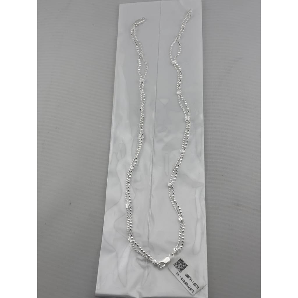 Double Wave Dot Silver Anklet – 99.9% Pure Adjustable 14.08