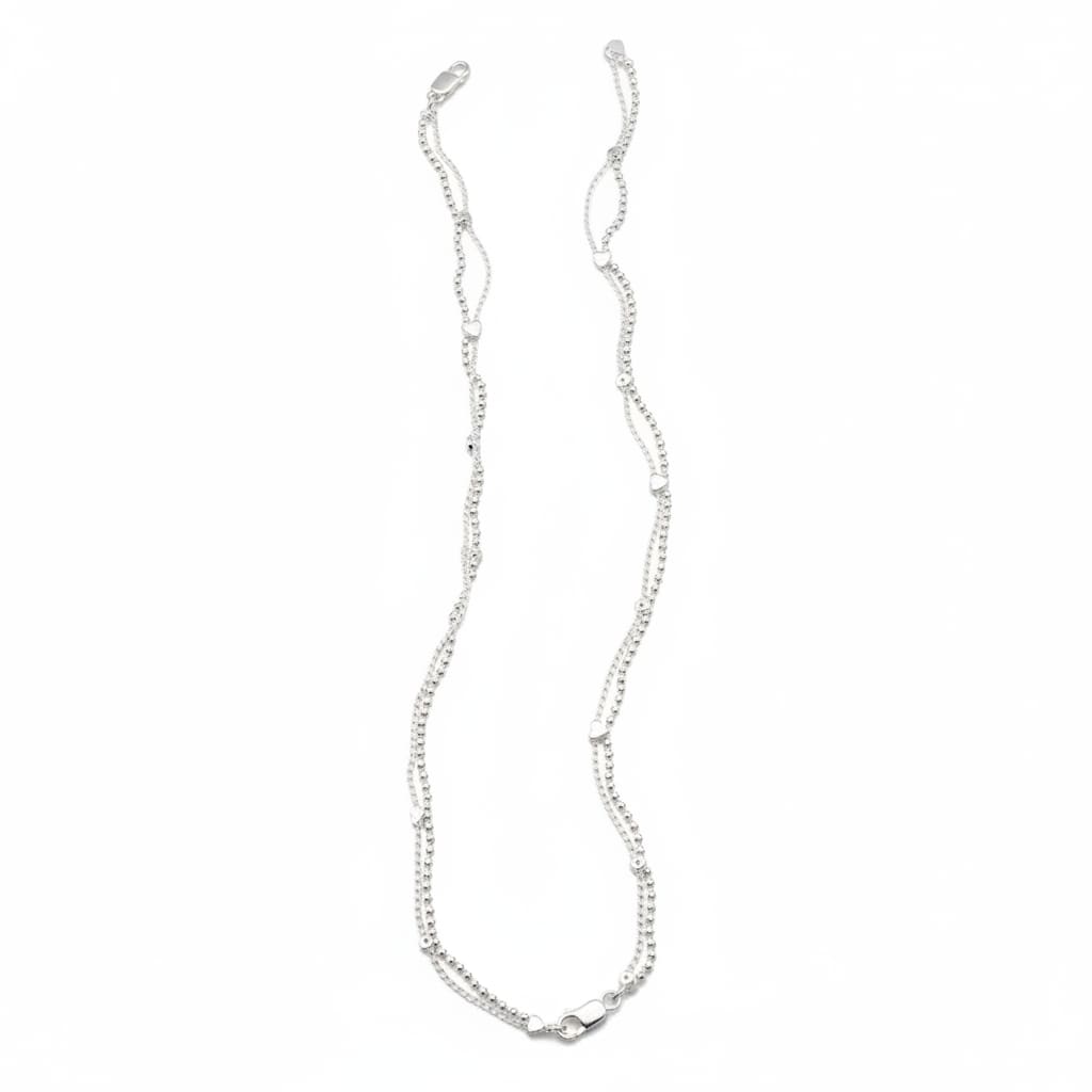 Double Wave Dot Silver Anklet – 99.9% Pure Adjustable 14.08