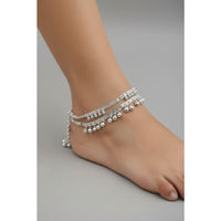Load image into Gallery viewer, Dual Chain Wave Silver Anklet – 99.9% Pure Silver – Ghungroo Style – Adjustable – 36.80 g
