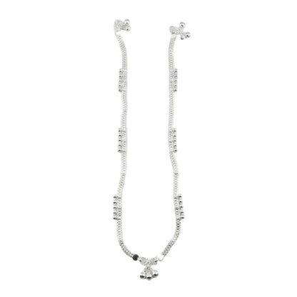 Dual Chain Wave Silver Anklet – 99.9% Pure Ghungroo Style
