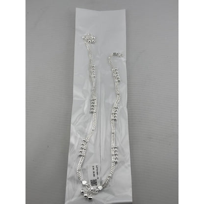 Dual Chain Wave Silver Anklet – 99.9% Pure Ghungroo Style