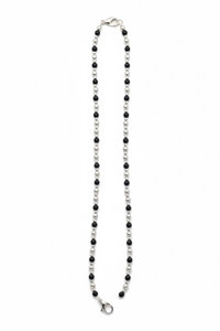 Load image into Gallery viewer, Dual Line Black Beaded Nazariya Anklet in 925 Sterling Silver | Classic Protection Anklet-9.06g
