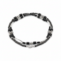 Load image into Gallery viewer, Dual Strand Black Beaded Nazariya Anklet in 925 Sterling Silver | Designer Evil Eye Anklet-13g
