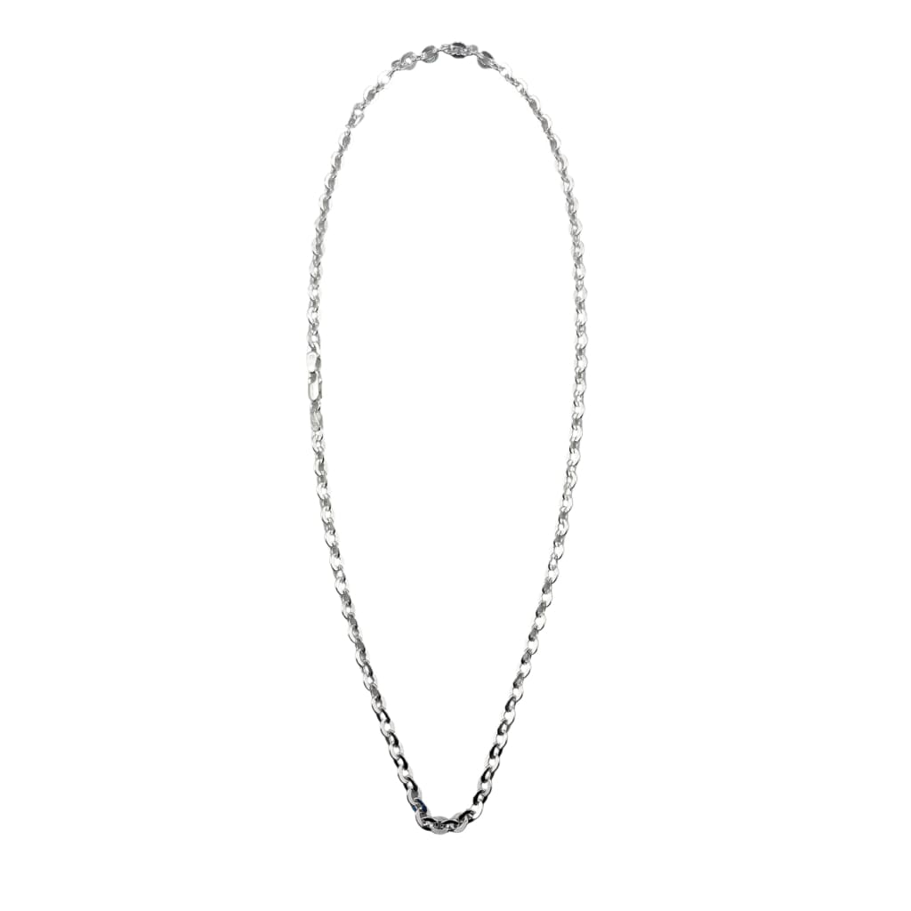 Flat Cable Silver Chain in 925 Sterling | Diamond-Cut Oval