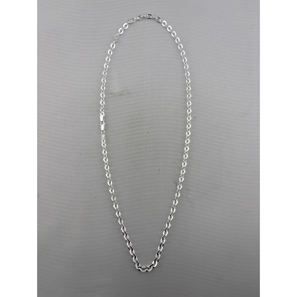 Flat Cable Silver Chain in 925 Sterling | Diamond-Cut Oval